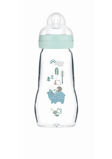 MAM Feel Good Γυάλινο Μπιμπερό 2+ Μηνών 260ml Μπλε (375SB)